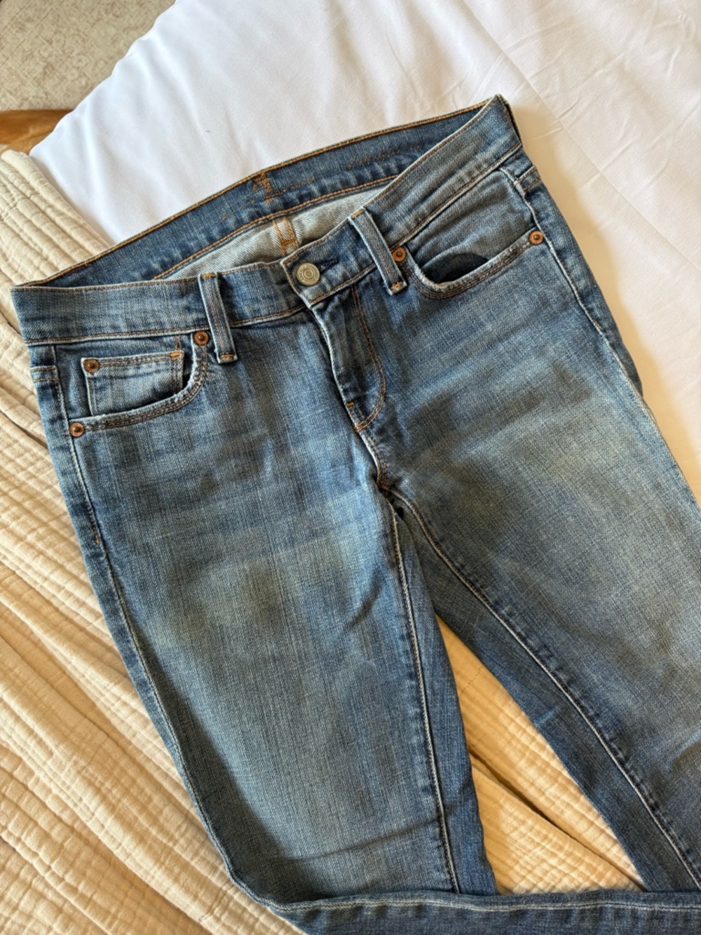 7 For All Mankind Light Blue Straight Jeans - Size 25